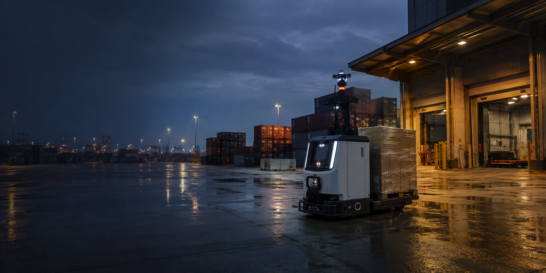 Autonomous pallet robot operating at a logistics site